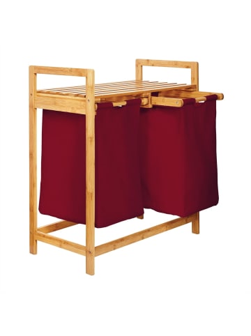 Lumaland Wäschekorb Bambus 73x64x33cm dunkelrot 2 Wäschesäcke rot