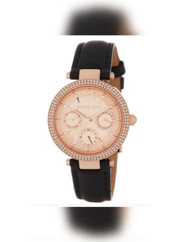 Michael Kors Parker Uhr roségold schwarz Lederarmband