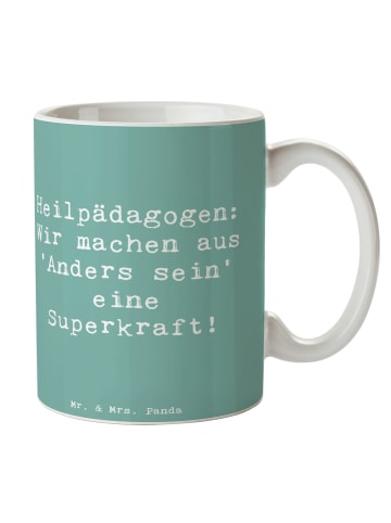 Mr. & Mrs. Panda Tasse Spruch Heilpädagogin Superkraft mit Spruch in Meeresbrise