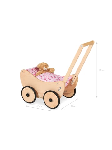 Pinolino Puppenwagen Trixi, natur, 2-tlg. in Rosa,Pink, 47 x 35 x 53 cm