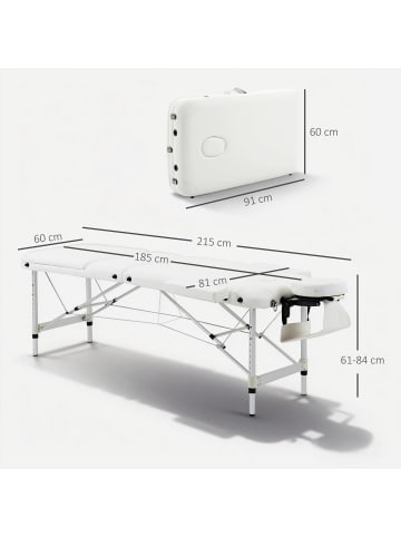 HOMCOM Massageliegen-215B x 81T x 61-84H cm-Weiß