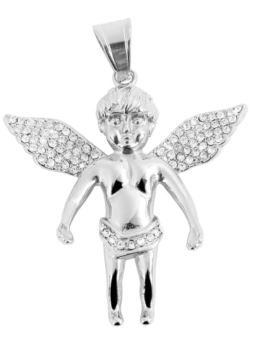 Adeliás Damen Anhänger – Anhänger aus Edelstahl mit Strass Steinchen in silber