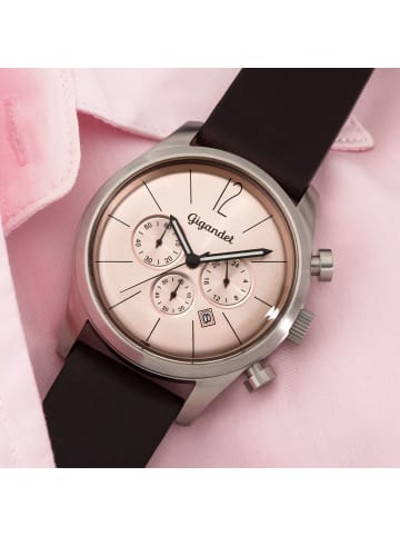 Gigandet Quarzuhr Chronograph "ART DECO" in Braun/Silber/Kupfer