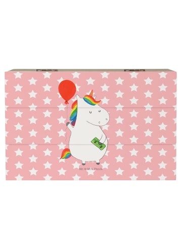 Mr. & Mrs. Panda Holzkiste Einhorn Luftballon ohne Spruch in Rot Pastell