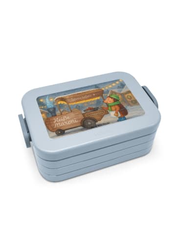 Mr. & Mrs. Panda Lunchbox Igel Maronen Design ohne Spruch in Blau Pastell