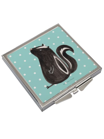 Mr. & Mrs. Panda Kosmetikspiegel Stinktier Sitzen ohne Spruch in Türkis Pastell