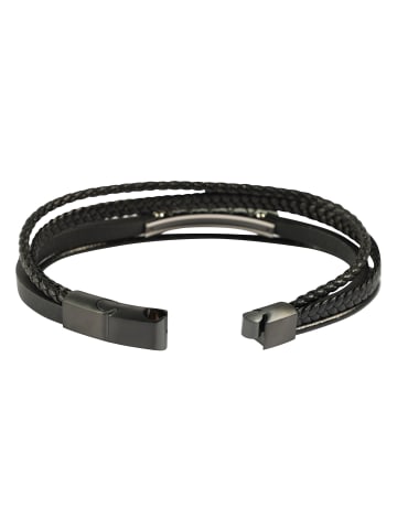 Adeliás Herren Armband – Lederarmband aus Leder 21 cm in schwarz