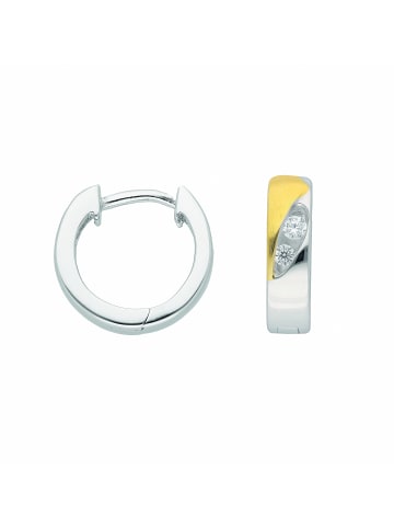 Adeliás Damen 925 Silber Ohrringe / Creolen mit Zirkonia Ø 13,4 mm in silber