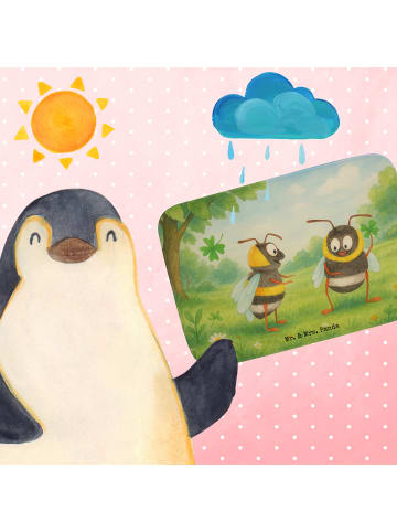 Mr. & Mrs. Panda Badezimmerteppich Bienen Paar Design ohne Spruch in Weiß