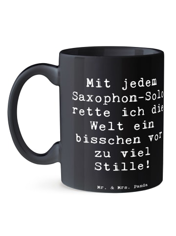 Mr. & Mrs. Panda Tasse Spruch Saxophon Magie mit Spruch in Schwarz