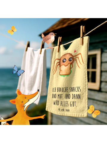 Mr. & Mrs. Panda Handtuch Spinne Agathe Sandwich mit Spruch in Gelb Pastell