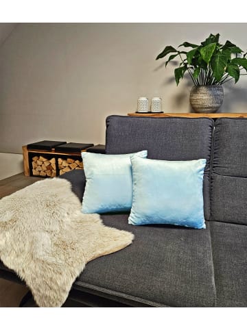 JACK 2er Set Teddy Flausch Kissen 40x40cm in hellblau