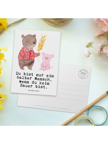 Mr. & Mrs. Panda Postkarte Bauer Herz mit Spruch in Weiß