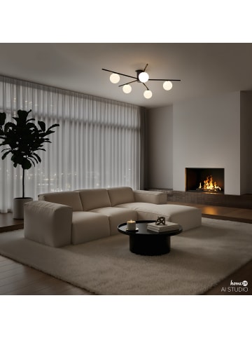 home24 home24 Deckenleuchte 5-flammig aus Eisen in Gold, 70 x 19 x 54 cm in Schwarz