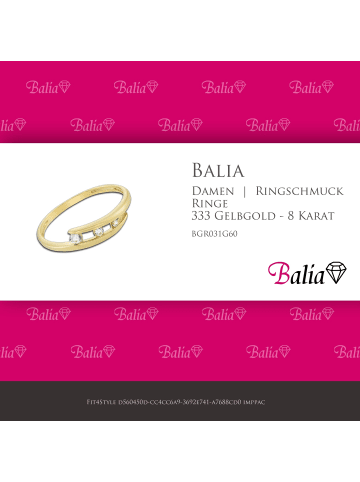BALIA 333 Gelbgold - 8 Karat Damen Ringe 3er Zirkonia Fingerring 60 (19,1)