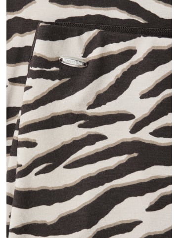 Street One Midi-Rock mit Schlitz und Animal Print in Braun