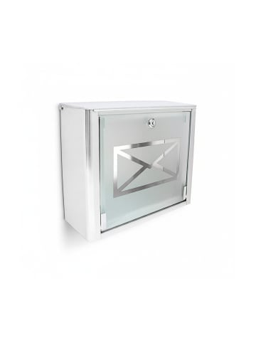 relaxdays Briefkasten in Silber/Grau - (B)35,5 x (H)30,5 x (T)14 cm