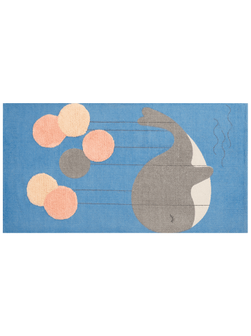 Beliani Kinderteppich BALABANG in Blau/Grau/Rosa - (W) 80 x (L) 150 cm