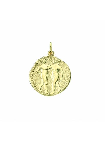 Adeliás Damen & Herren 333 Gold Sternzeichen Anhänger Zwilling Ø 18,2 mm in gold