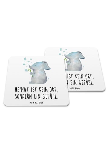 Mr. & Mrs. Panda Bierdeckel Elefant Seifenblasen mit Spruch in Weiß
