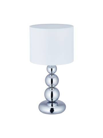 relaxdays Tischlampe in Silber/ Weiß - (H)50 x Ø25 cm