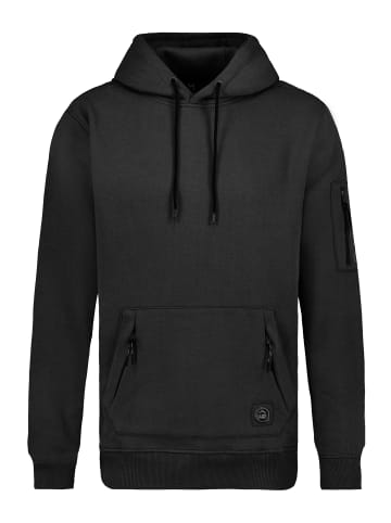 Sublevel Hoodie mit Kapuze, Kängurutasche und Armtasche mit Reißverschluss in Schwarz