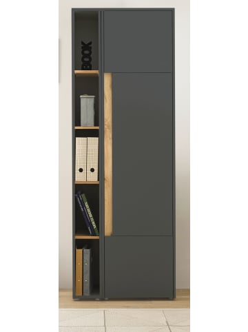 Furn.Design Aktenschrank Set 2-teilig Grau, Eiche Wotan 70 cm, Kombination mit 5 Ordnerhöhen