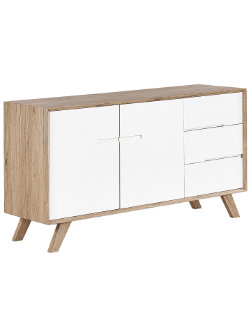 Beliani Sideboard FORESTER in Braun/Weiß - (W) 140 x (H) 75 x (L) 40 cm