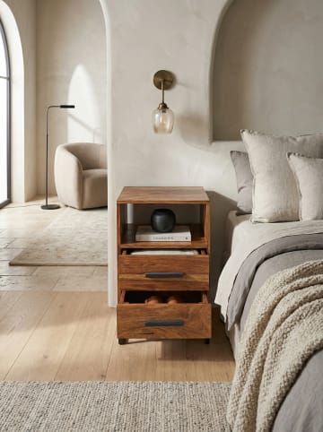 KADIMA DESIGN Moderne Nachtkommode im Industrial-Style, Massivholz- und Metall-Design