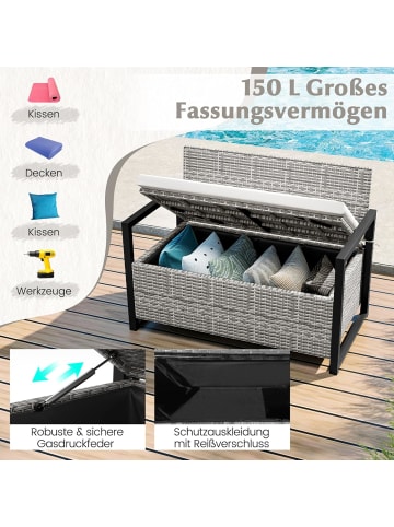 COSTWAY Gartenbank mit Stauraum in Grau