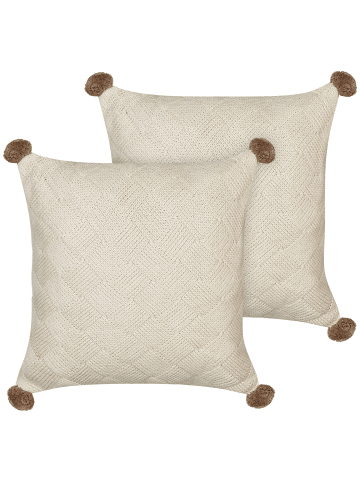Beliani 2er-Set Dekokissen OBERONIA in Beige/Braun