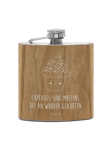 Mr. & Mrs. Panda Hip Flask Cupcake mit Spruch in Braun