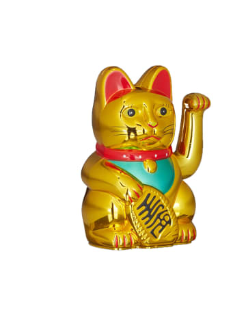 relaxdays 2 x Winkekatze in Gold - (H)16 cm