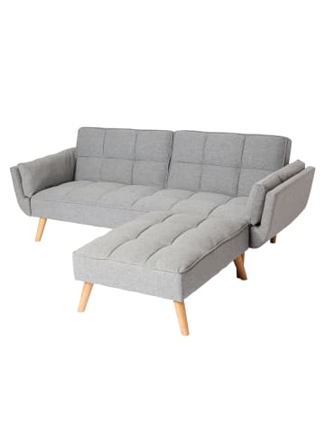 MCW Schlafsofa K18 mit Ottomane, Stoff/Textil hellgrau