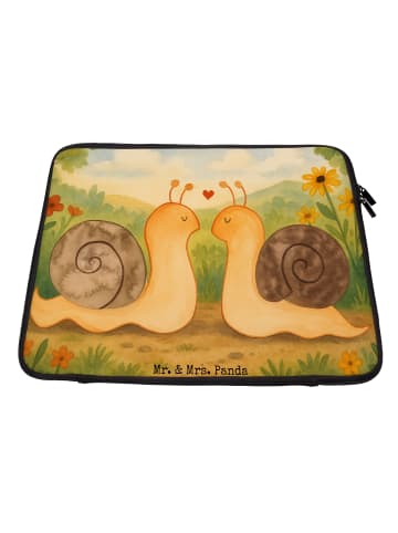 Mr. & Mrs. Panda Laptop Tasche Schnecken Liebe Design ohne Spruch in Weiß