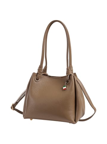 Florence Florence Schultertasche Leder dunkelbeige, taupe ca. 22cm