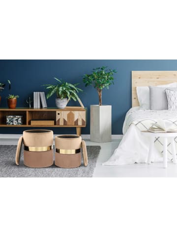 Kayoom Hocker Zora 2erSet in hellbraun - gold - braun