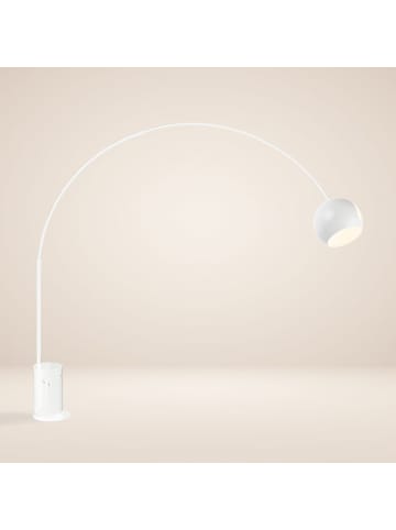 s.LUCE Ball Bogenlampe mit Marmorfuß modern in Weiß