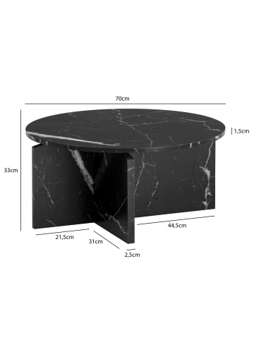 KADIMA DESIGN Couchtisch 70x70x33 cm Sofatisch in Marmor-Optik Modern, in Schwarz