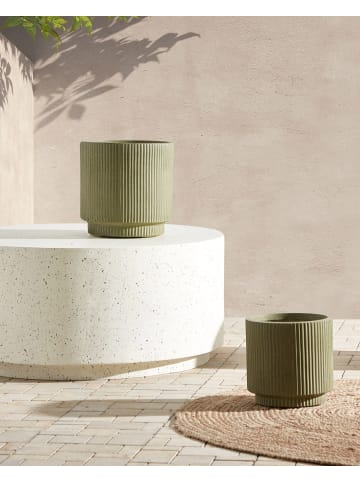 Beliani Outdoor Blumentopf DARIA in Grün - (W) 30 x (H) 30 x (L) 30 cm