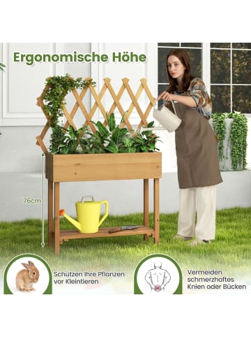 COSTWAY Hochbeet mit Spalier 90x29x129cm in Braun