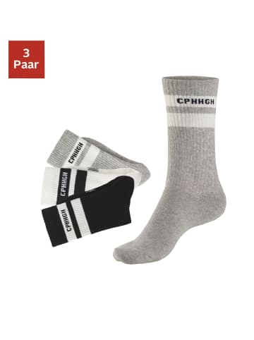 Copenhagen Studios Tennissocken in 1x schwarz, 1x off white, 1x grau meliert