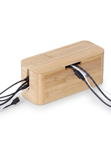 relaxdays Kabelbox in Natur - (B)34 x (H)14,5 x (T)13,5 cm