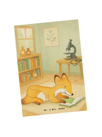 Mr. & Mrs. Panda Postkarte Fuchs Lesen Design ohne Spruch in Weiß