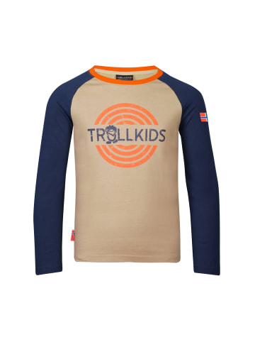 Trollkids Longsleeve "Preikestolen" in Sandbeige/Mystikblau