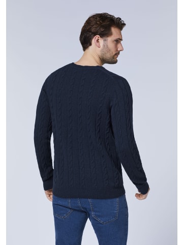 Polo Sylt Strickpullover mit Zopfmuster in Blau