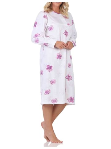 NORMANN Langarm Nachthemd klassische Design Knopfleiste am Hals - 88977 in lila