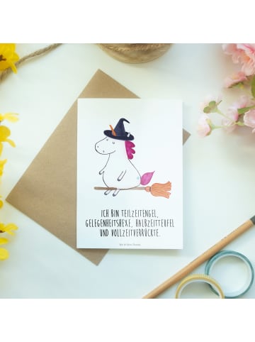 Mr. & Mrs. Panda valentinstagskarte Einhorn Hexe mit Spruch in Weiß