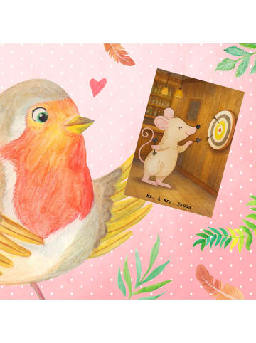 Mr. & Mrs. Panda Glückwunschkarte Maus Dart spielen Design ohne ... in Weiß