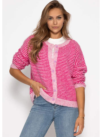 SASSYCLASSY Gestreifter Cardigan in Pink